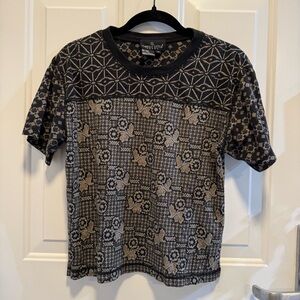 Carole Little Black and Brown Geometric Top